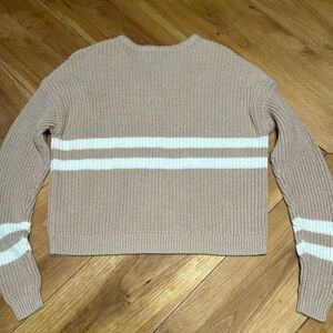 PacSun Tan Sweater with White Stripes size Small